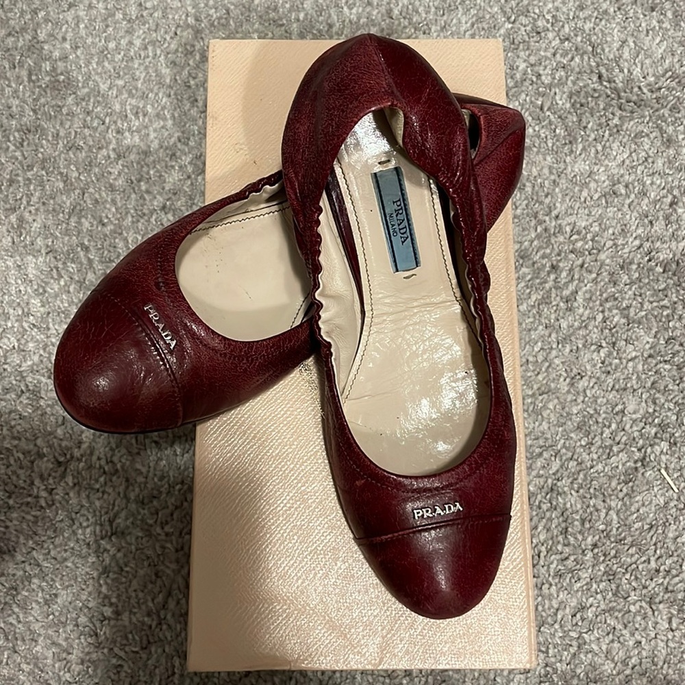 Prada Burgundy Ballet Flats